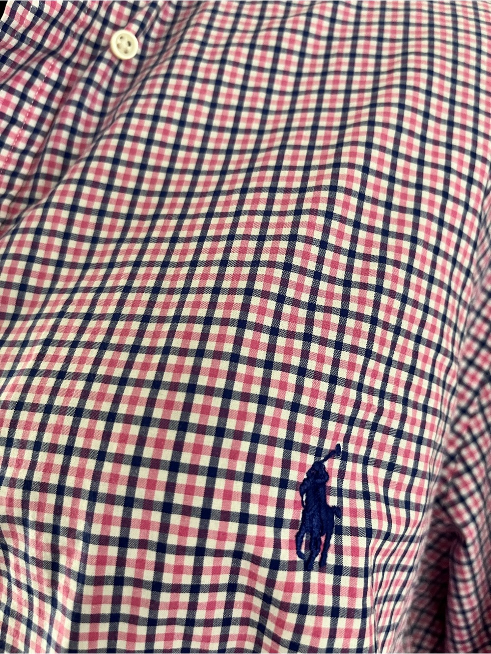 Reworked Ralph Lauren Pink and Blue Gingham Button-Down Ruffle Collar - Picture 3 of 9